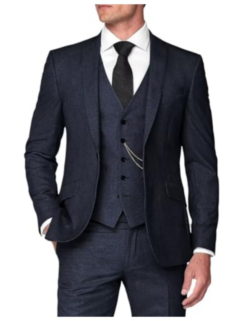 Men's 3-Piece Linen Blend Suit Slim Fit Summer Wedding Party Blazer Set